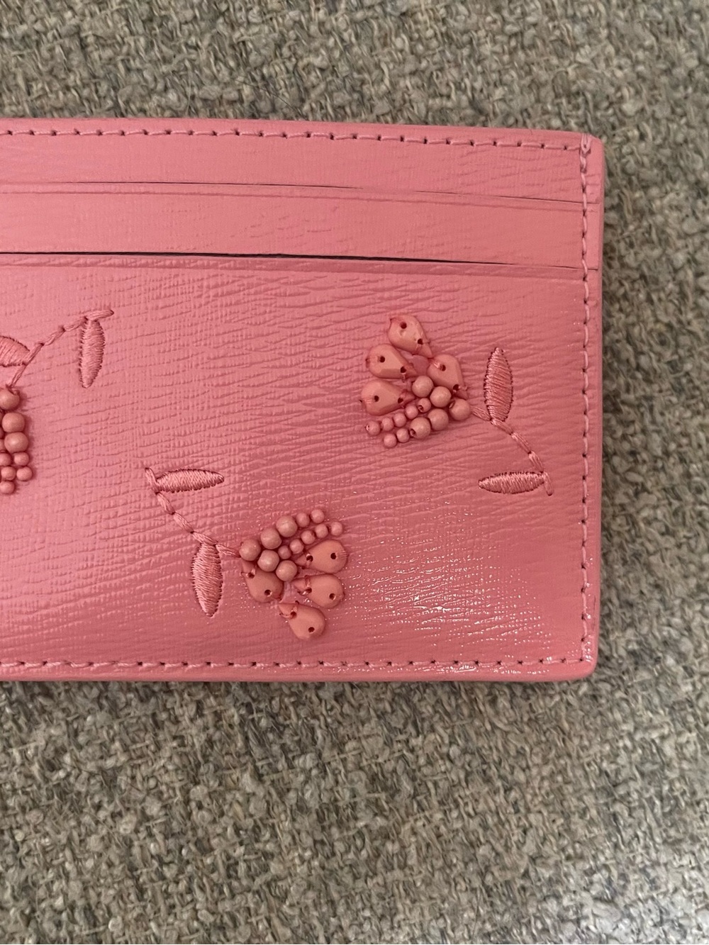 Kate Spade Slim Card Holder Floral Embellis Grapefruit Color — Brand New w/ Tag - Picture 2 of 4